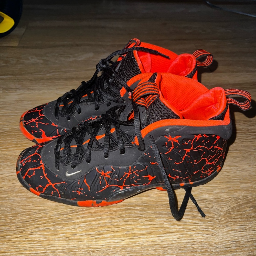 Nike Kids Black and Orange Sneakers Foamposite